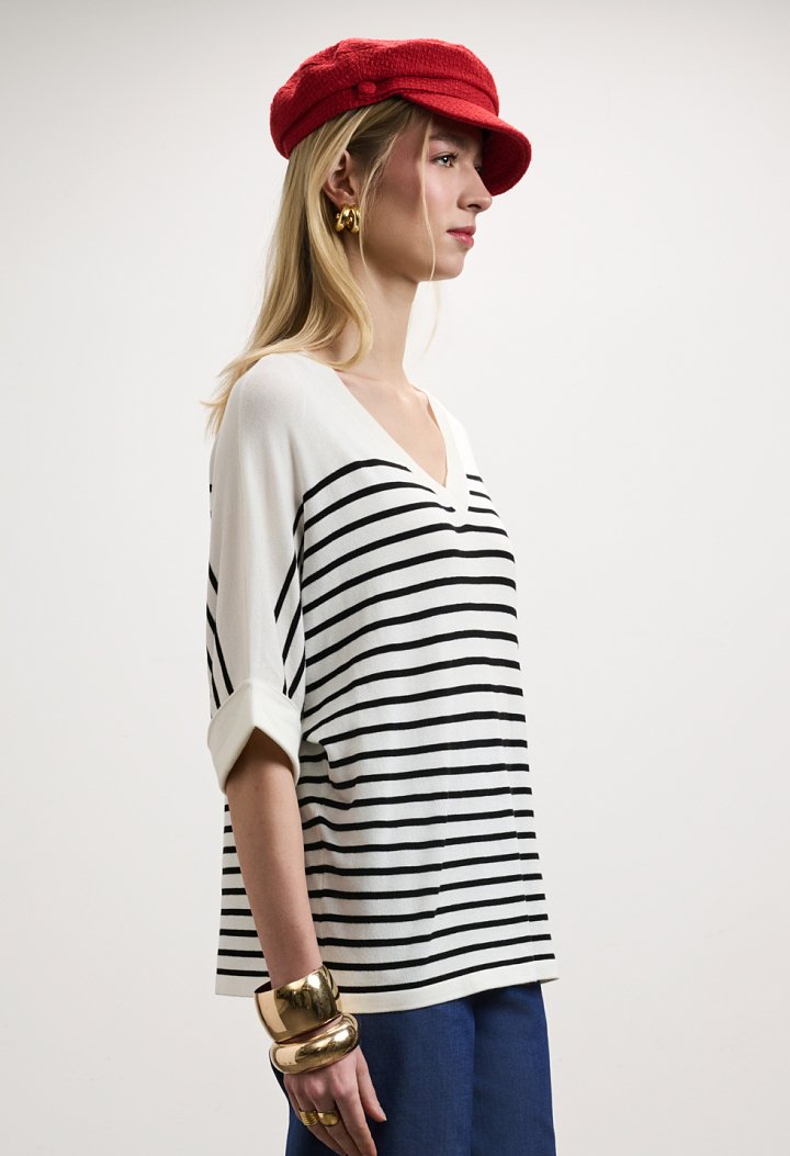 Striped blouse with V neckline