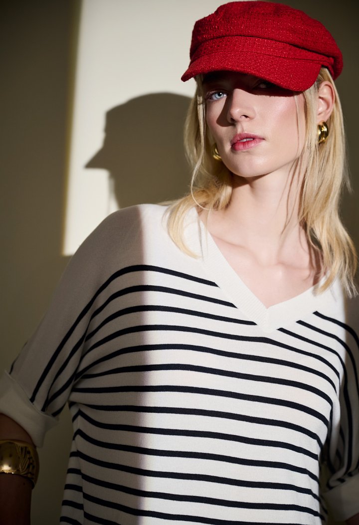 Striped blouse with V neckline