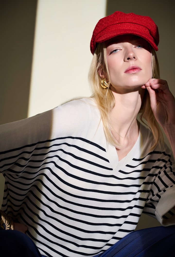 Striped blouse with V neckline