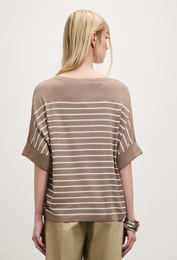 Striped blouse with a rhinestone flower design