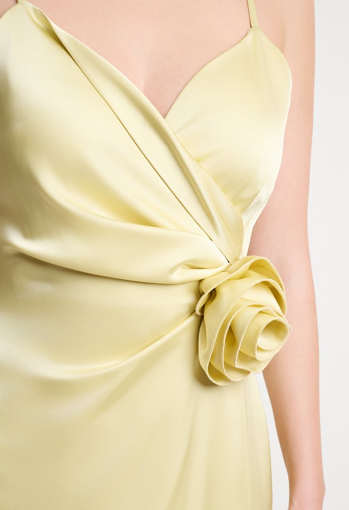 Satin maxi dress with thin straps