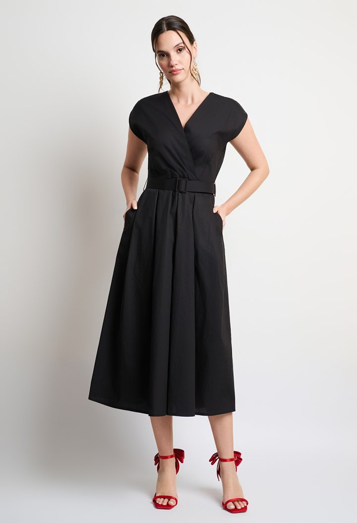 Wrap midi dress with belt