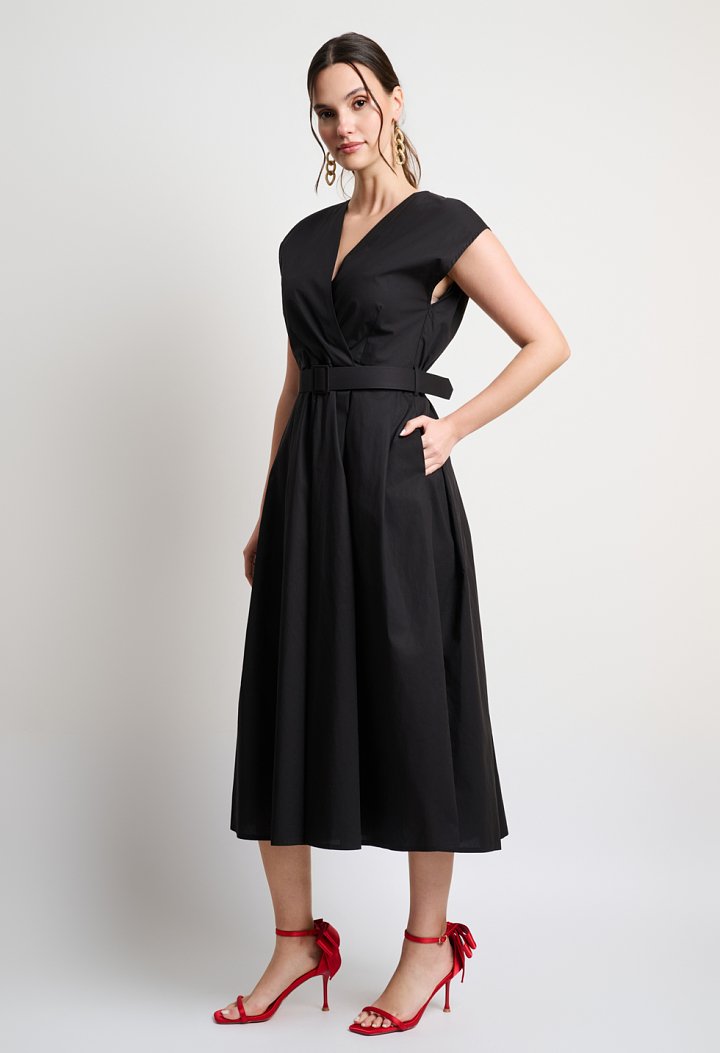 Wrap midi dress with belt