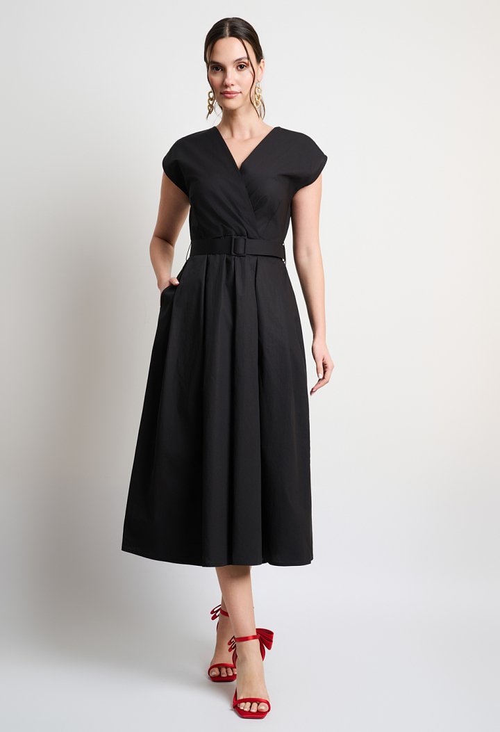 Wrap midi dress with belt