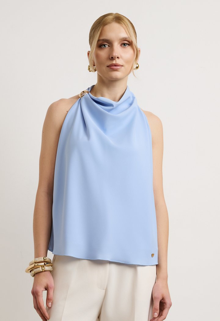 Halter blouse with decorative ring