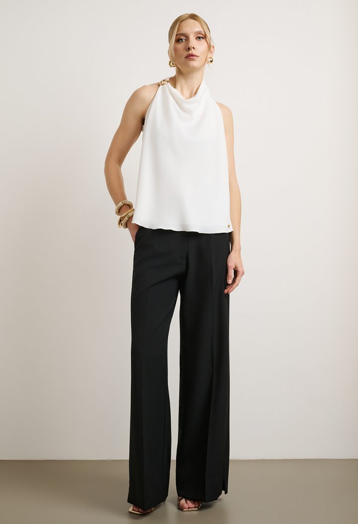 Halter blouse with decorative ring