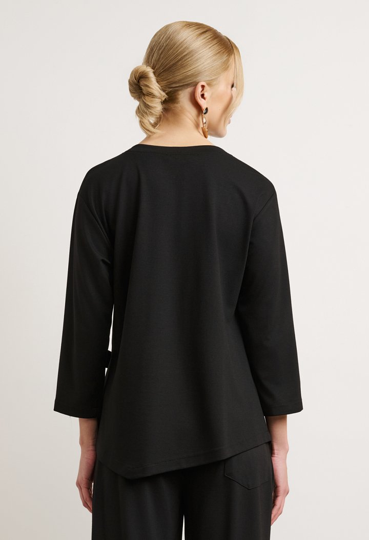 Tie-front blouse and barrel-leg trousers set