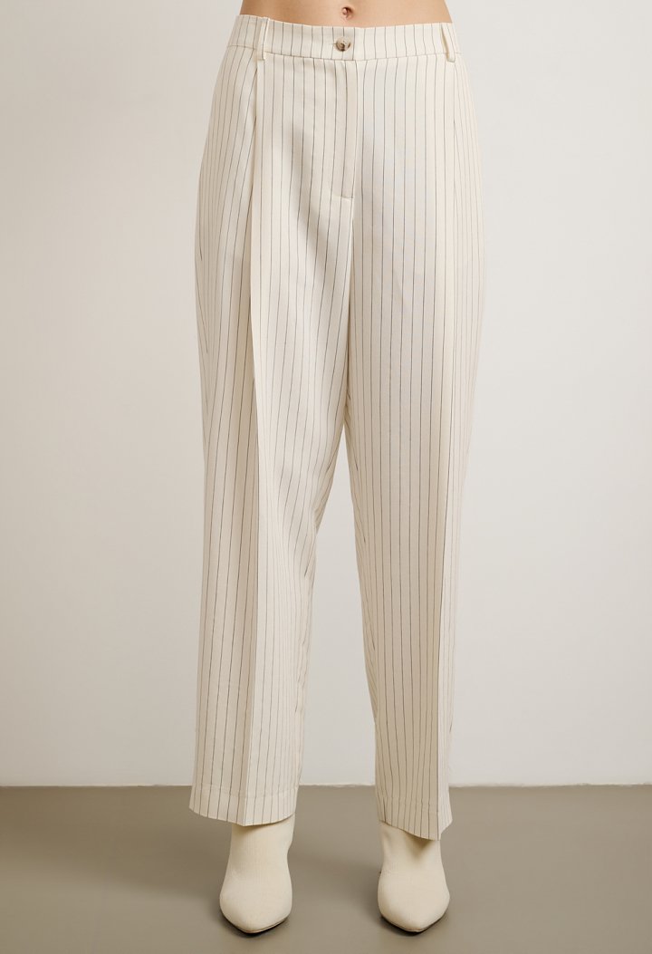 Striped Set with Top and High-Waisted Trousers