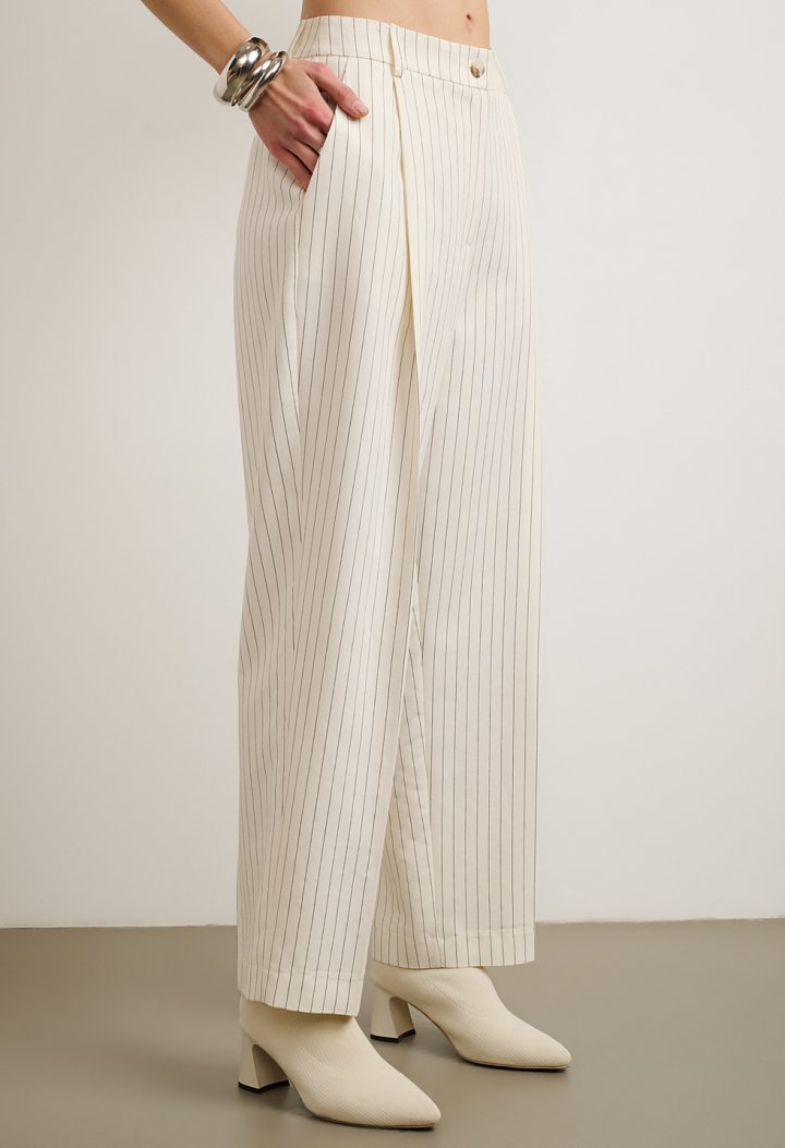 Striped Set with Top and High-Waisted Trousers