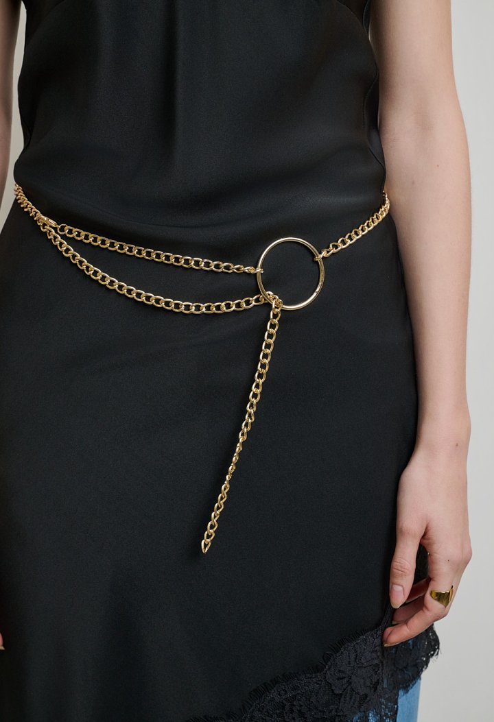 Gold chain belt with M link