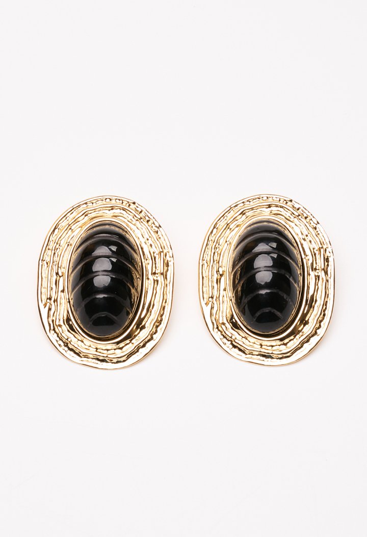 Earrings with textured surface and resin stone