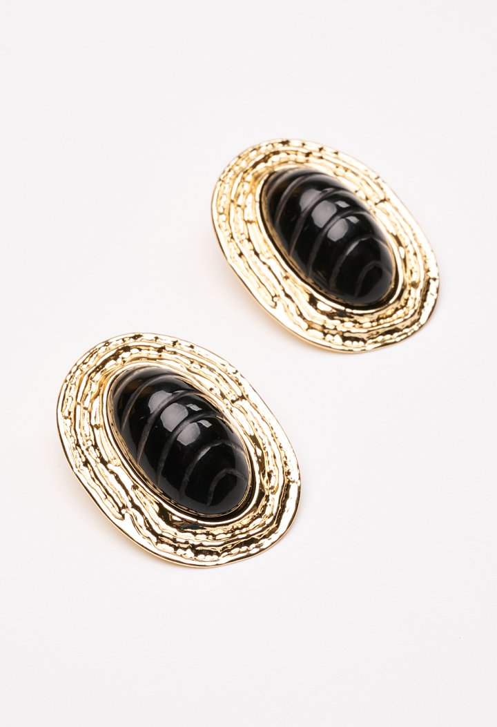 Earrings with textured surface and resin stone