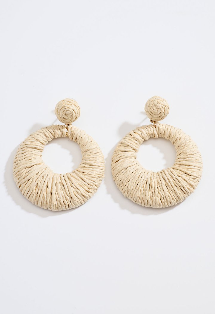 Στρογγυλά σκουλαρίκια από raffia