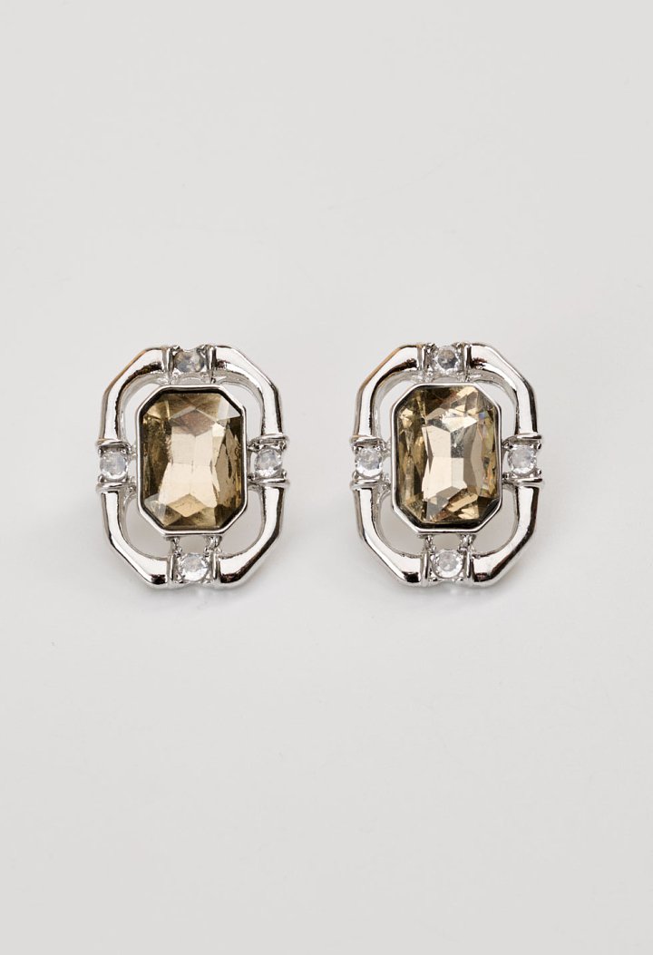 Earrings featuring a rectangular resin stone