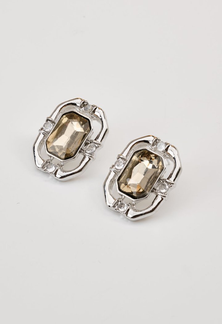 Earrings featuring a rectangular resin stone
