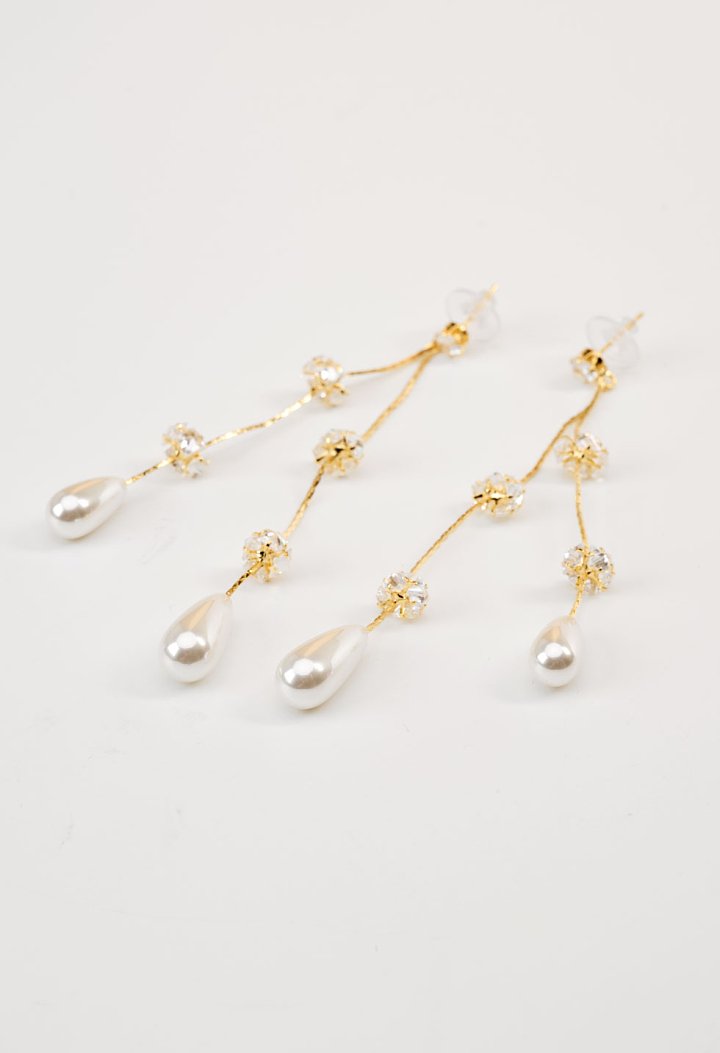 Long earrings with appliqué stones