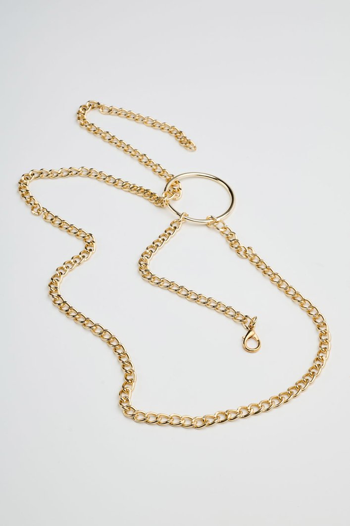 Gold chain belt with M link