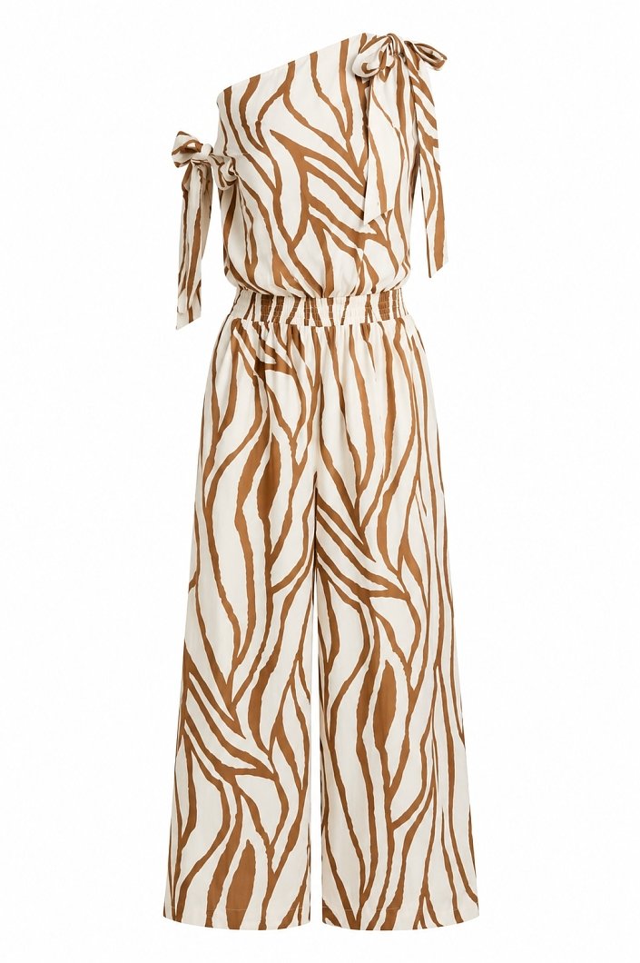 Ολόσωμη φόρμα zebra print με δέσιμο στους ώμους