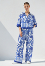 Printed trousers with pleats