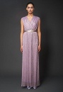 Pleated maxi dress with belt