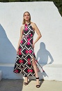 Halter dress with geometric pattern