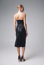 Strapless dress with leather effect