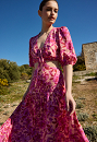 Pleated dress with flowers