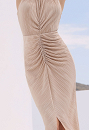 Fitted dress with ruching on the front