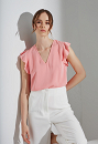 Blouse with V-neckline and ruffles
