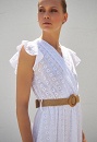 Dress with cutwork embroidery and belt